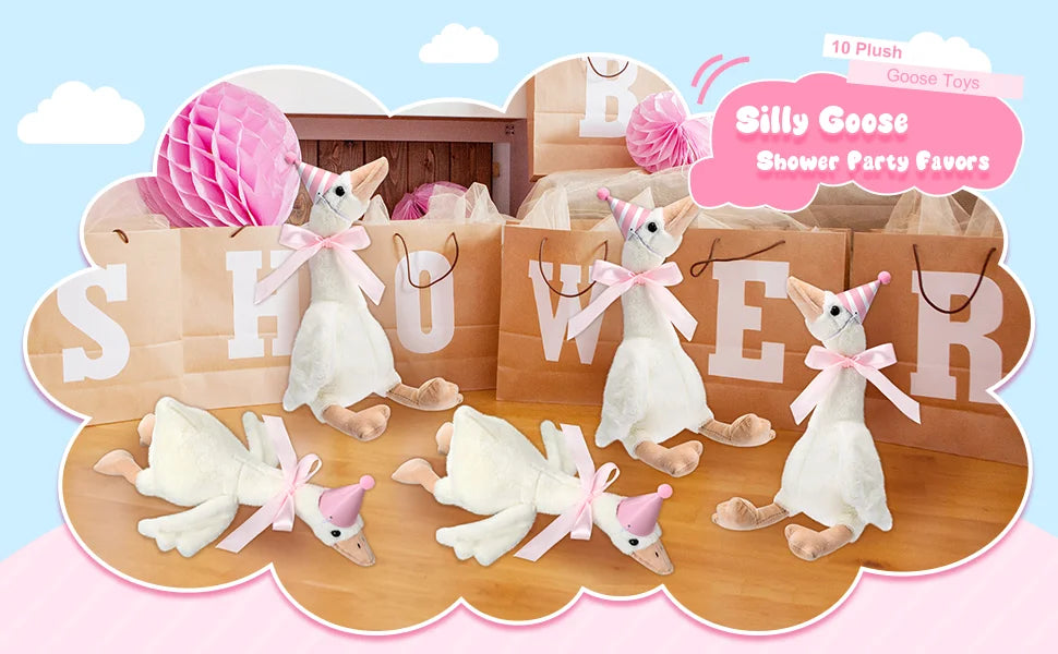 6/16PCS One Silly Goose Party Favors Stuffed Animal Plush Toy Baby Shower Birthday Party Gifts (Size:25CM)