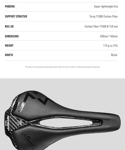 RYET Bicycle Saddle Ultralight Racing Bike Full Carbon Bike Seating Saddles 115g 7x9mm Road Sports Cushion Cycling Accessories