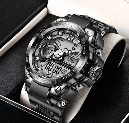 Reloj militar LIGE para hombre, digital, resistente al agua hasta 50 m, LED, de cuarzo, deportivo, grande, Masculino