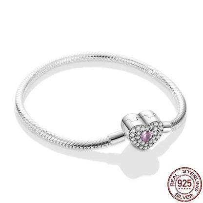 Original 925 Silver Bracelet Snake Chain 17-20 Evil Eye Heart Star Zircon For Charms Beads Pendant Anniversary Jewelry Making Gifts 