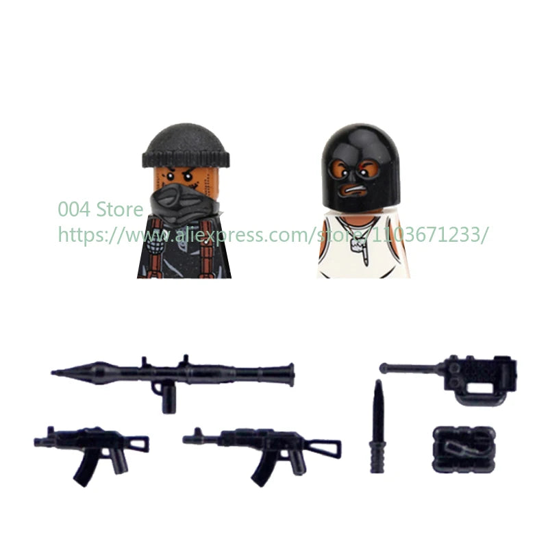 Military Special Forces Action Figure Building Blocks Ghillie Suit Weapons Sniper SWAT Ghost KSK Police Bandit Boy Toy Gift F029