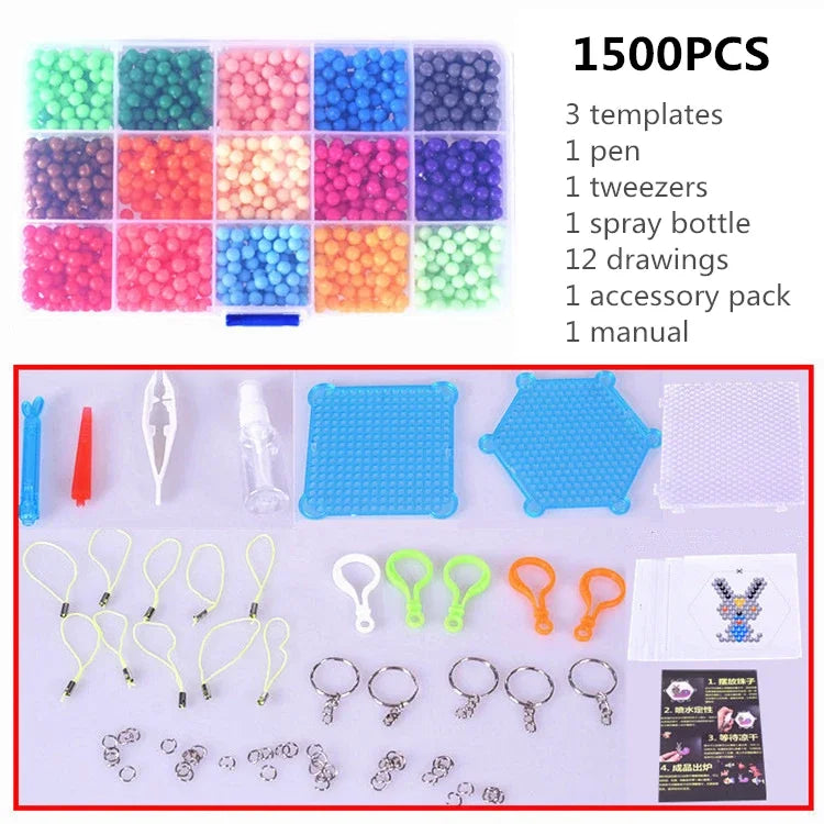 DIY Water Spray Magic Sticky Beads Toy Set Children's Handmade Puzzle Craft Kit Sensory Crystal Beads Kids Art Educational Gifts
