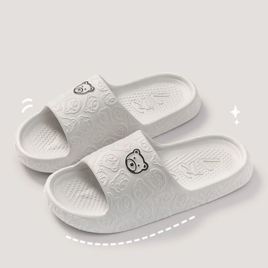 Summer Women Casual Slippers Cute Bear Indoor Soft Sole Outdoor Non-slip Air Cushion Lightness Men Fashion Flat Shoes