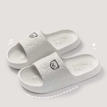 Summer Women Casual Slippers Cute Bear Indoor Soft Sole Outdoor Non-slip Air Cushion Lightness Men Fashion Flat Shoes