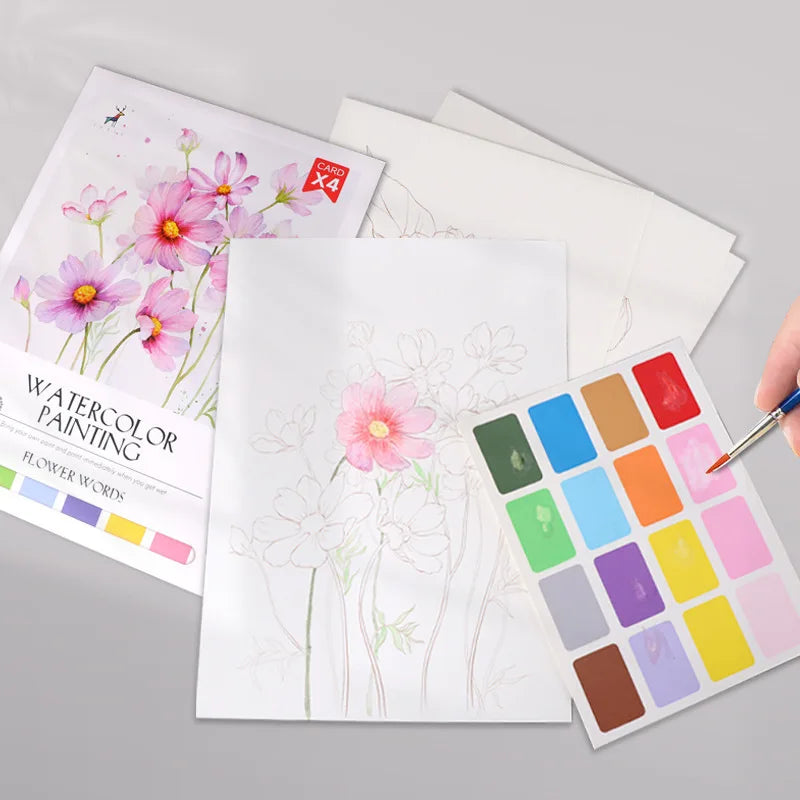 Bview Art Parent-Child Gouache Painting Kit with Watercolor Pads, DIY Coloring Notepad for Kids & Stress Relief Art Supplies