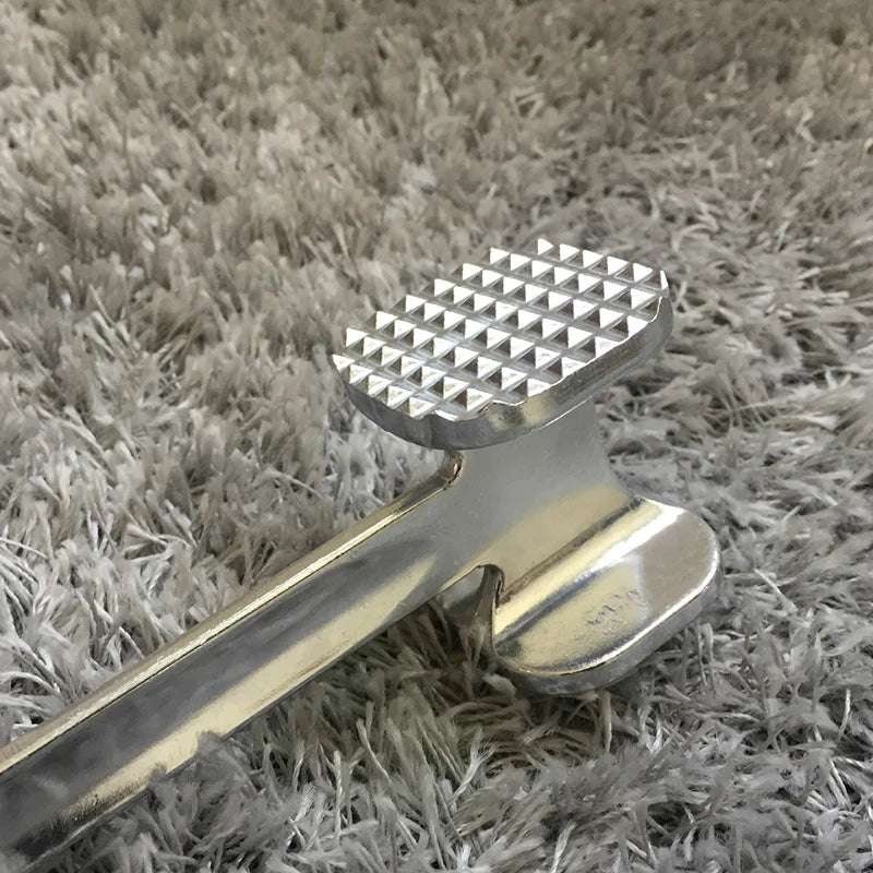 Martillo ablandador de carne de 19 cm, de aleación de aluminio, para uso doméstico, de metal, para carne, herramienta de cocina, resistente, duradero, de doble cara.