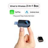 Wireless 2IN1 CarPlay Android Auto Wireless Supermini Box Adapter Plug And Play Dongle Bluetooth WiFi Fast Connect
