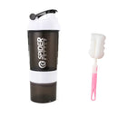 3 Layers Protein Shaker Bottles with Mix Ball Leak Proof Water Bottle for Protein Mixes with Powder Storage and Pill Organizer