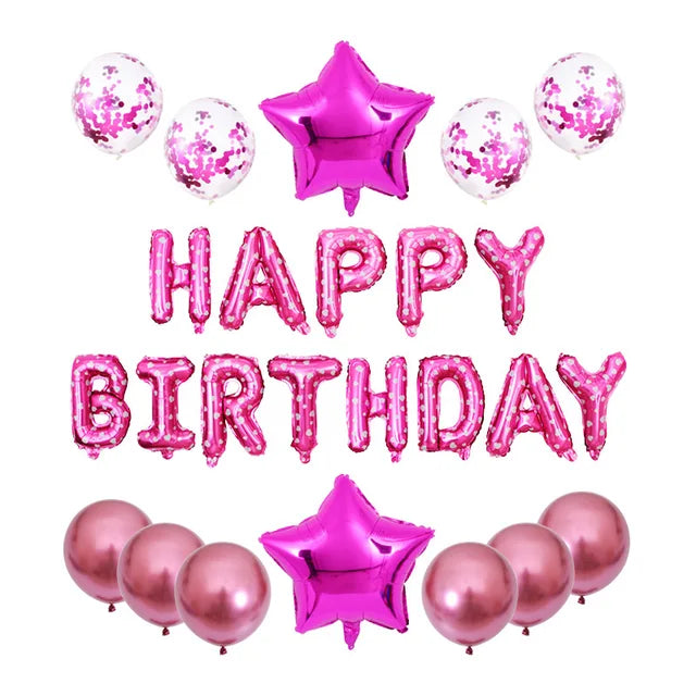 Juego de 25 globos de feliz cumpleaños, guirnaldas de globos con letras de aluminio, banderines, decoración para fiestas de cumpleaños infantiles, baby shower 