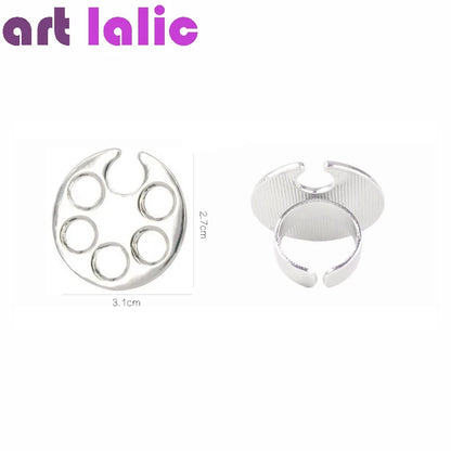 Mini Nail Art Color Palette, Round Footprint Design, Finger Ring Mixing, UV Gel Painting, Manicure Tools, Cute, 1Pc