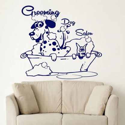 Pet Dog Grooming Wall Stickers Animal SPA Salon Shop Window Glass Decor Vinyl Wall Decals Home Pet Room Dress Up Stickers