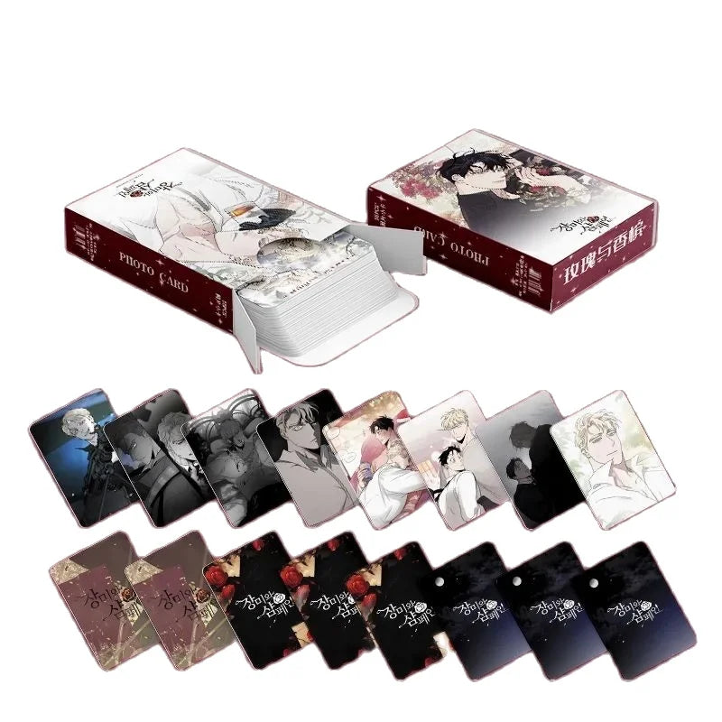 55 Pcs/Set Korean Manhwa Roses and Champagne Laser Lomo Card Lee Won, Caesar Comic Characters 3 Inches Photocard Cosplay Gift