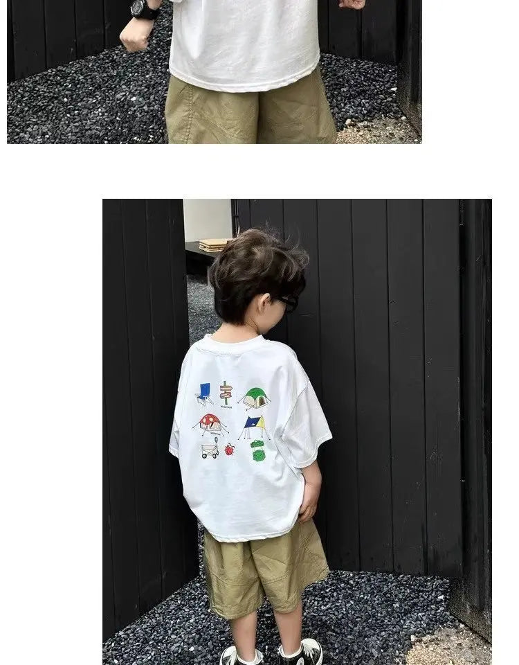 Boys' Summer Short Sleeve T-shirt New Small And Medium Children's Round Neck Top Children's Casual Versatile Half Sleeve Fashion