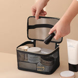 1pc Black Mesh Women'S Cosmetic Bag Transparent Travel Comsetics Brushes Organizer Beauty Case Small Large Toiletry Makeup Bag