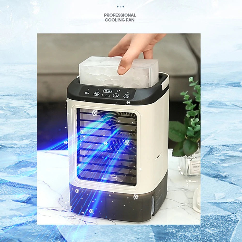 USB Portable Air Conditioner Fan Mini 3 Gears Home Desktop Cooling Fan LED Night Lamp Air Cooler for Room Office Camping 선풍기