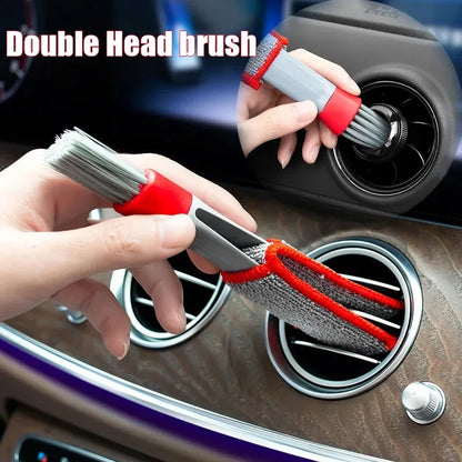 Escova de cabeça dupla para remoção de poeira, limpeza e limpeza de saídas de ar em carros, ferramentas de limpeza profunda para interiores de carro, 1 peça