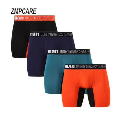 Men's Underpants Boxer Shorts Mid Waist Bamboo Fiber Boxers Plus Size 5XL 6XL 7XL  Open Crotch Long Boxer Cotton Men Underwear