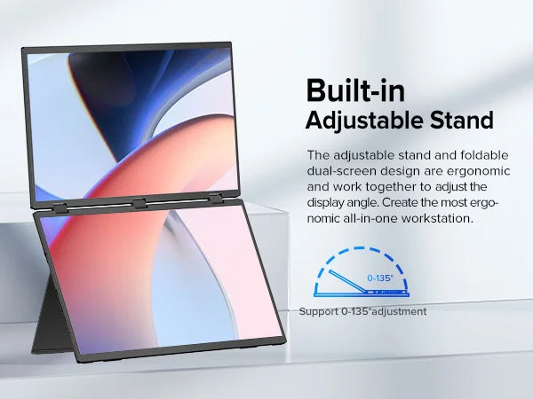 Cdisplay 15.6" Dual Portable Monitor 1080P FHD Laptop Screen Extender Folding Stacked Dual Monitors for Laptop PC Windows Mac