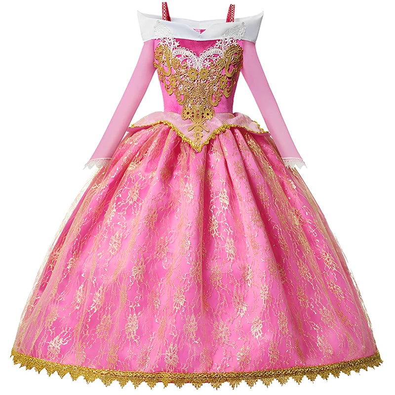 Girls Sleeping Beauty Aurora Cosplay Princess Dress Kids Rapunzel Frozen Elsa Cinderella Costume Party Clothing 2-10 Years
