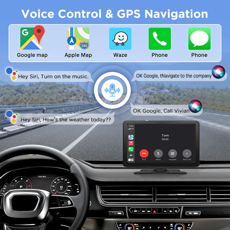Junsun 9 inch Car DVR 4K Dash Cam Wireless Carplay for Apple Android Auto Dual Lens Video Recorder Dashboard Monitor FM BT AUX