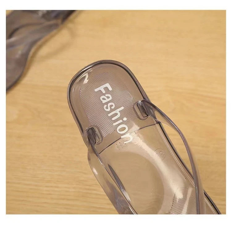 Beach Flip Flops for Women Thong Sandals Summer Jelly Shoes Girls Transparent Slides Solid Fashion PVC Flat Non-Slip Slippers