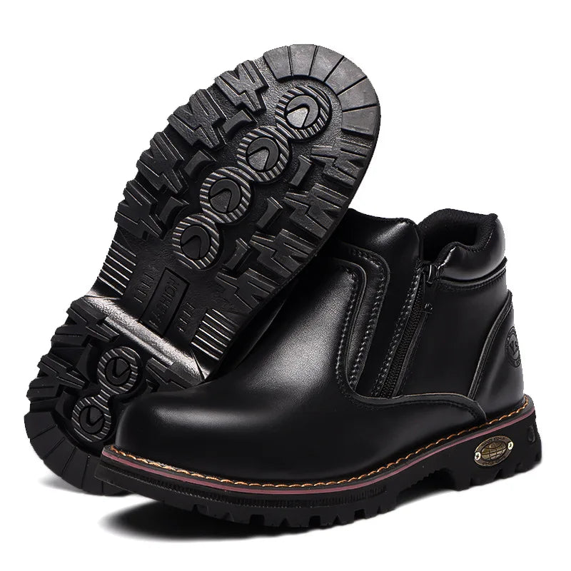 Zapatos de trabajo para hombre, zapatos de seguridad impermeables, botas de cuero antichispas para hombre, zapatos de soldador antideslizantes y antiperforación para hombre, zapatos de trabajo negros.