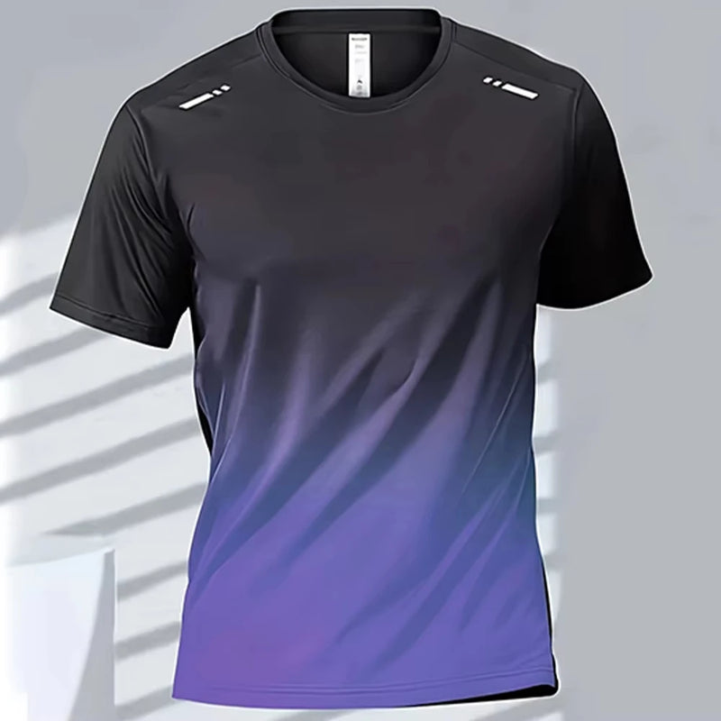 Camisetas deportivas para hombre, ropa deportiva de fitness, de secado rápido, con gradiente, de manga corta, para exteriores, baloncesto, entrenamiento, running, ropa para hombre