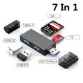 Elough 7 In 1 Multifunction Usb 3.0 Card Reader Micro TF SD Card Memory Reader USB Flash Drive Type C Card Adapter OTG