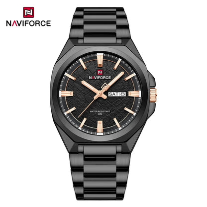 New Style NAVIFORCE Men's Wrist Watch 3ATM Waterproof Stainless Steel Band Luminous Pointer Display Luxury Boys Watches Gifts