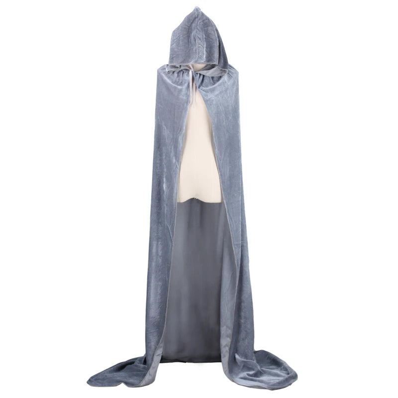 Capa de Veludo Unissex Estilo Ceifador com Capuz – Ideal para Halloween, Natal e Cosplay (Diabo, Bruxa, Mago ou Medieval)