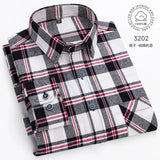 Men Fashion Long Sleeve Brushed Flannel Shirt Single Pocket Comfortable 100% Cotton Casual Slim Fit Button-down Plaid Shirts 8XL