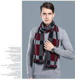 Designer Brand Plaid Men's Cashmere Scarf Winter Warm Scarves Shawls Casual Business Long Wraps Pashmina Christmas Gift for Man
