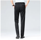 Pantalones de talla grande para hombre, pantalones de traje de negocios, pantalones de vestir formales elásticos, pantalones negros clásicos para hombre grande