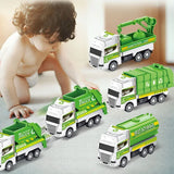4Pcs/set Mini Inertial Pull Back Sanitation Car Plastic Vehicle Garbage Truck Model Educational Toy for Kids Boy Birthday Gifts