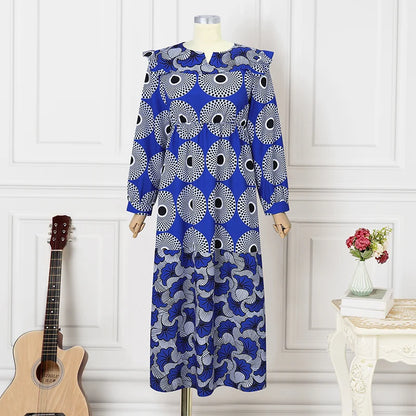 Vestido largo con estampado bohemio VONDA de talla grande 5XL para mujer, manga larga tipo farol, elegante, cuello en V, para vacaciones
