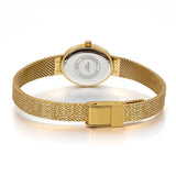 Relogio feminino oval dourado berny de luxo quartzo a prova de agua