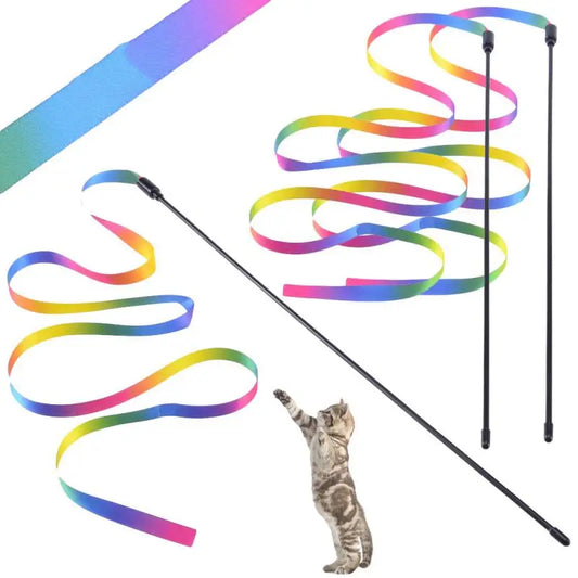 Juguetes para gatos, lindas y divertidas tiras de arcoíris, varita de juguete para gatos, juguetes interactivos, suministros para gatos, productos para mascotas