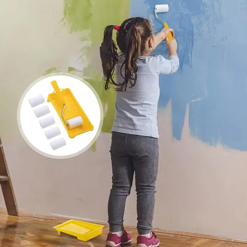 Small Paint Roller Set Mini Roller Edger Brush For Wall Painting With Paint Tray Interior Paint Brushes Painting Tools For Room