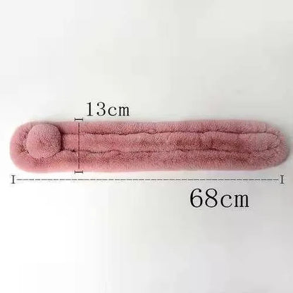 Bufanda de piel de conejo para mujer, cálida y suave, para invierno, informal, para exteriores