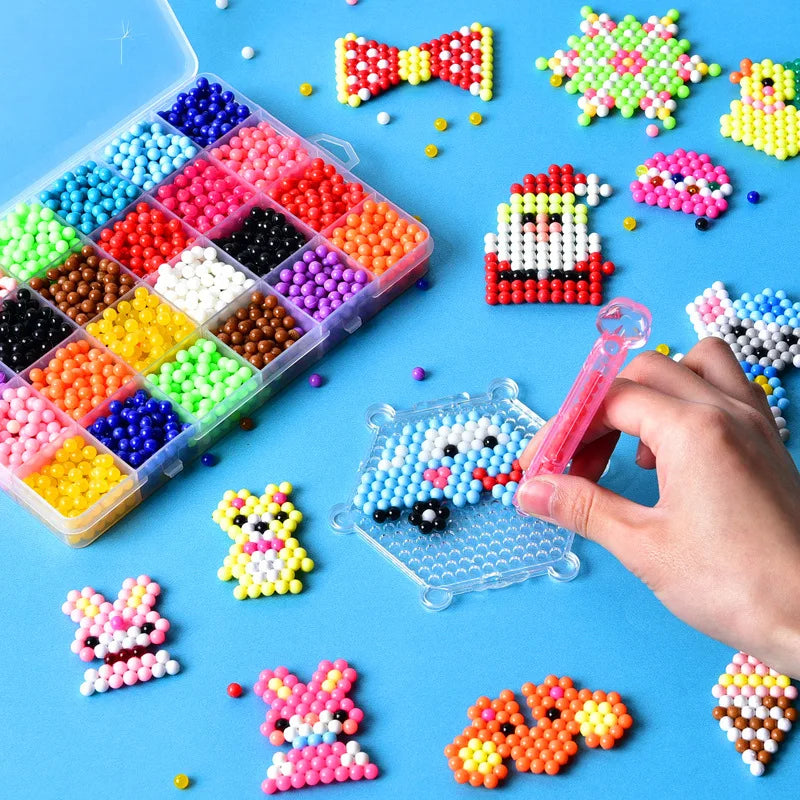 DIY Water Spray Magic Sticky Beads Toy Set Children's Handmade Puzzle Craft Kit Sensory Crystal Beads Kids Art Educational Gifts