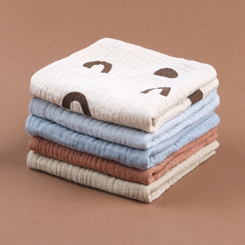 5 toallas de algodón absorbentes y suaves para bebé, para limpiar la cara, pañuelos, toallitas para el baño y la alimentación.