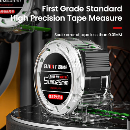 1PCS Self Locking Steel Tape Measuring Tool High-Precision Laser Inkjet Code Box Ruler Measure Fluorescent Widened Meter Ruler