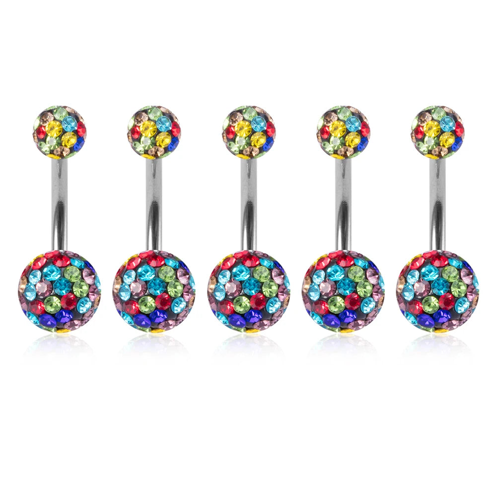 5Pcs 14G Navel Piercing Jewelry Set Sexy Colorful Acrylic Belly Piercing for Women 316L Surgical Steel Bar Belly Button Rings