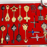 Anime Pendants Jewelry Necklace Keyrings Elsa Lucy Keys Set Zodiac Star Spirit Magician Summons Cosplay Key Ring Gift