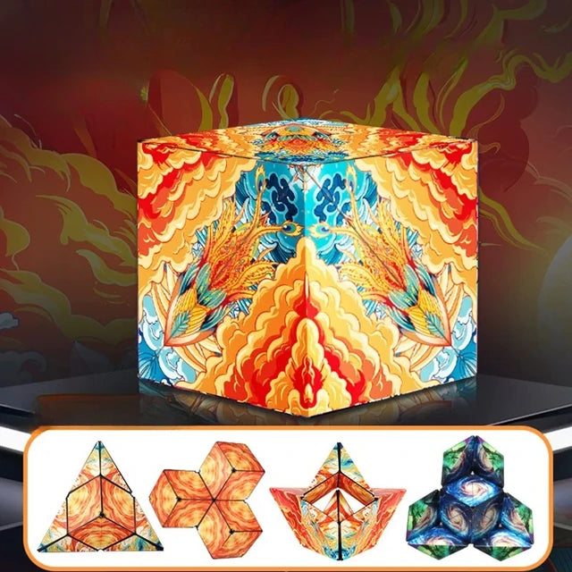 Cubo Mágico Magnético Mutável Geométrico para Crianças, Anti Stress, 3D Hand Flip Puzzle, Stress Reliever Fidget Toy, Novo