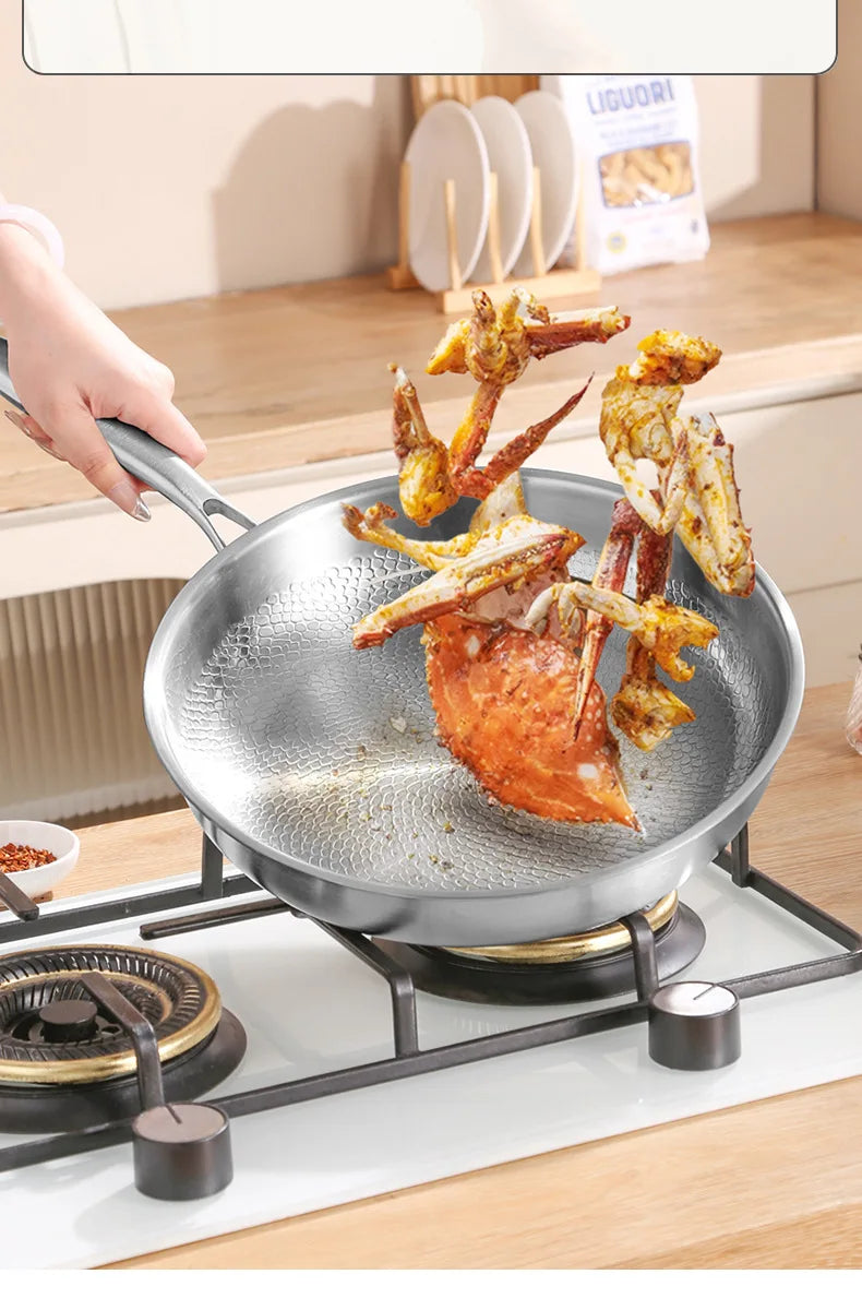 High-end titanium pan, non-stick titanium alloy steak frying pan, suitable for gas stoves