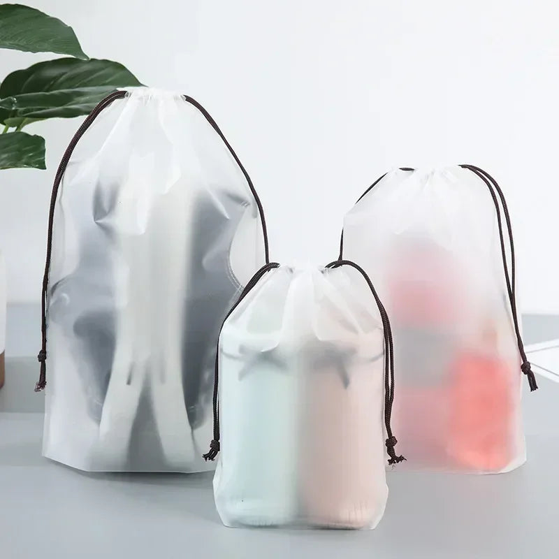 Clear Waterproof Travel Makeup Bag Cosmetic Organizer Drawstring Storage Bag Toiletry Bag