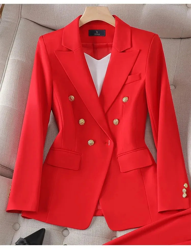 Elegant Women's Fashionable White Western-Style Suit Zihongsuitsuit High-End Business Attire Long-Pants Set For Special Occasion