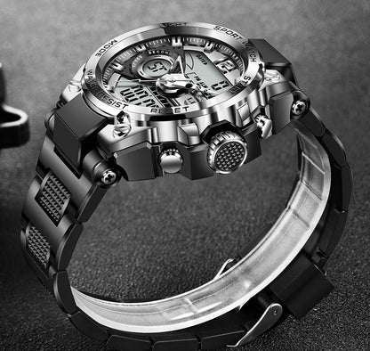 Reloj militar LIGE para hombre, digital, resistente al agua hasta 50 m, LED, de cuarzo, deportivo, grande, Masculino