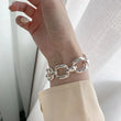 Pulseras de plata de ley 925 para mujer, estilo hip hop, vintage, cadena gruesa, diseño geométrico hueco creativo, joyería de fiesta. 